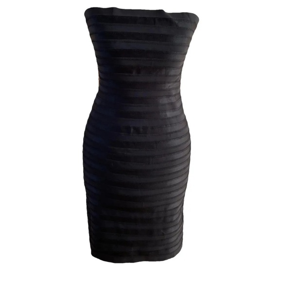 🖤🖤 LIKE NEW- BEBE CLASSY BLACK STRAPLESS DRESS. SZ M🖤🖤 - Picture 10 of 11